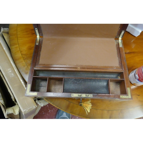 280 - Victorian walnut writing box with key