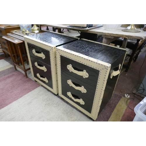 292 - Pair of contemporary faux crocodile skin side cabinets