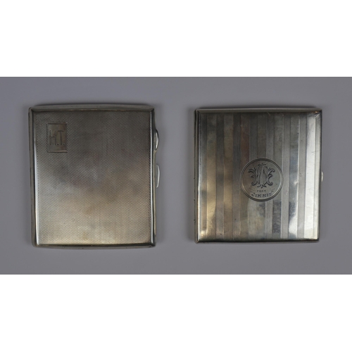 4 - 2 hallmarked silver cigarette cases. One Art Deco one Art Nouveau - Approx weight 198g