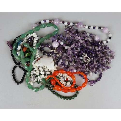 97 - 9 necklaces to include amethyst and agate