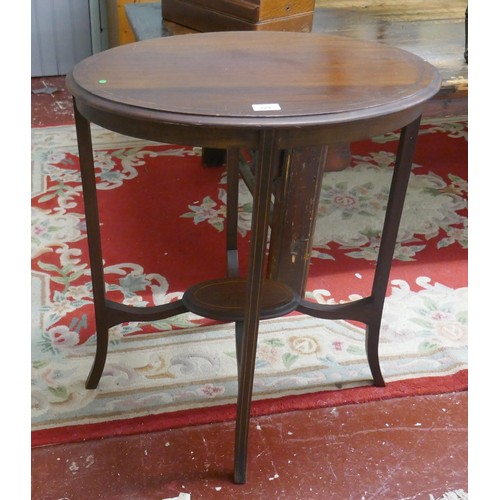 229 - 2 tier oval mahogany inlaid occasional table