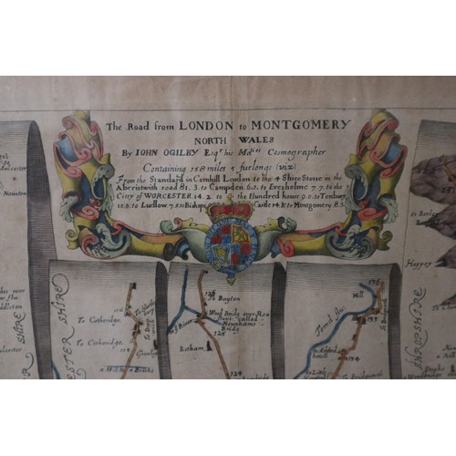 362 - 1675 John Ogilby strip map running through local area including Evesham - Approx image size: 47cm x ... 