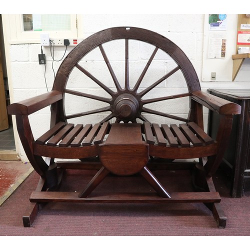 397 - Restored antique cartwheel bench - Approx size: W: 118cm D: 85cm H: 114cm