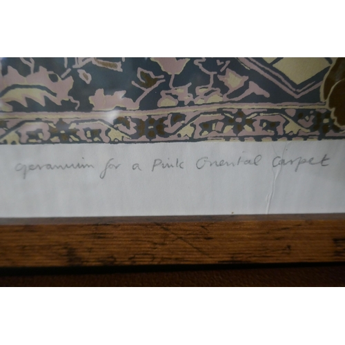 317 - Signed L/E print 3/19 - Geranium for a Pink Oriental Carpet by Bel Cowie 1980