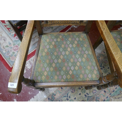 325 - Pair of bergere and barley-twist oak armchairs
