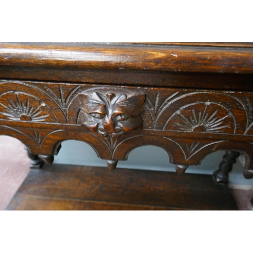 476 - Carved side table - Approx size: W: 92cm D: 40cm H: 98cm