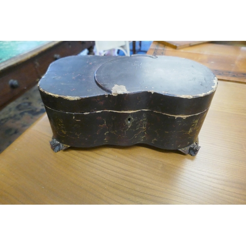 496 - Oriental tea caddy with pewter insert