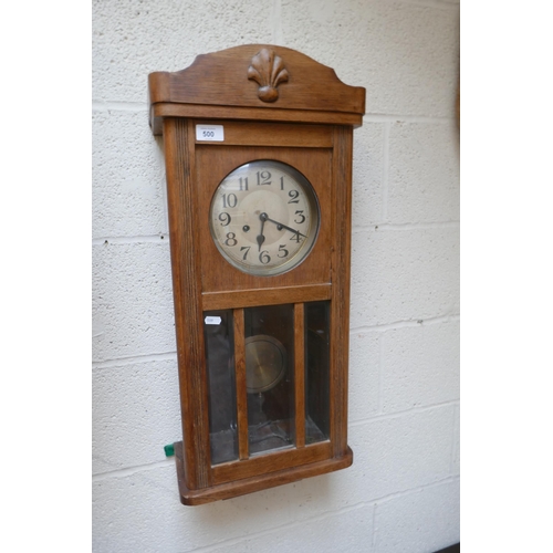 500 - 1940s wall clock, brass floor lamp and wall mirror