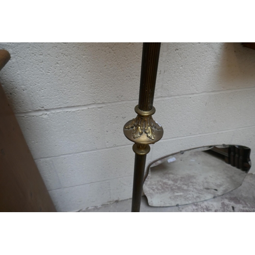 500 - 1940s wall clock, brass floor lamp and wall mirror