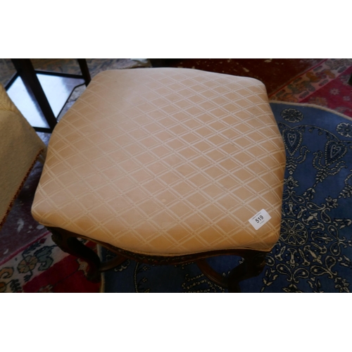 519 - Antique French stool - Approx W: 53cm L: 53cm H:45cm