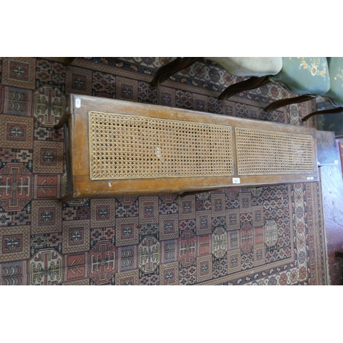 543 - Edwardian cane & mahogany bench
