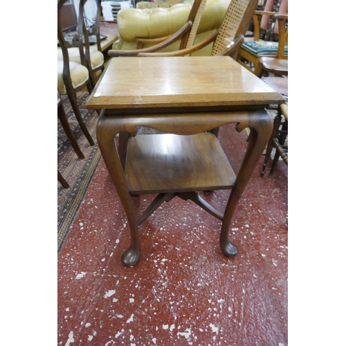 Two-tier walnut occasional table - Approx size: W: 45cm D: 46cm H: 64cm