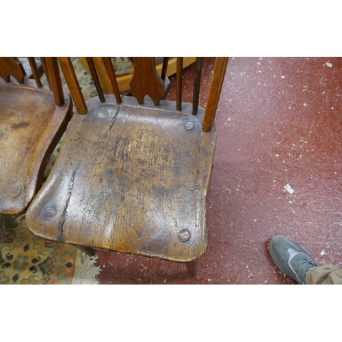 553 - 3 antique elm-seated shield back chairs 