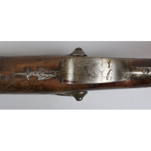 148 - Double barrel percussion rifle with carved stock