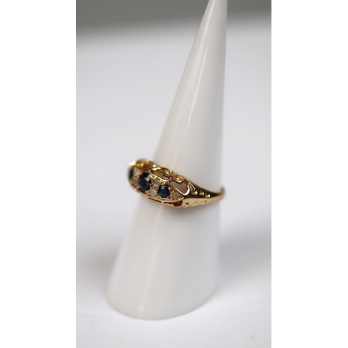 80 - 18ct gold rose diamond and sapphire ring - Size L