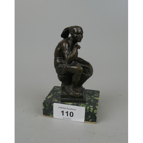 110 - Small bronze of tribal gentleman - Approx height: 11cm