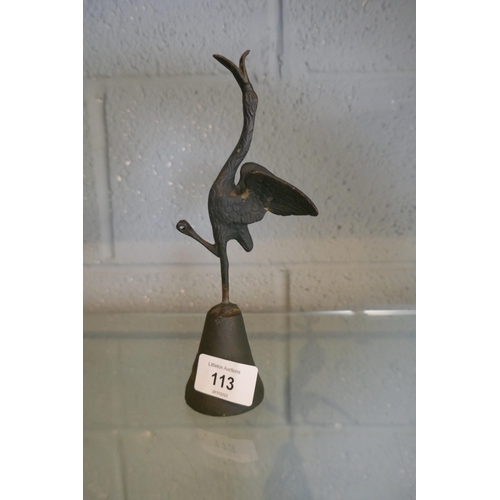 113 - Interesting spelter stork sculpture - Approx height: 20cm