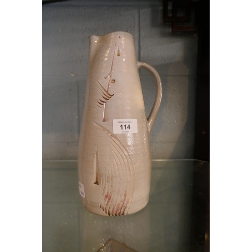 114 - Jack Doherty B.1948 Studio pottery jug Leach interest - Approx height: 28cm