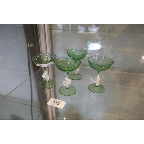 119 - Set of 4 Austria Lauscha glass with elephant stems