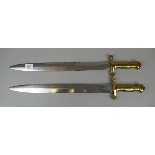 137 - Pair of swords with brass handles