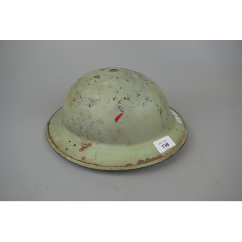 139 - 1940s tin helmet owned by PJ Hastings who worked at the Spitfire factory Castle Bromwich