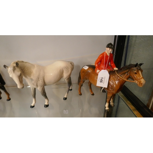 146 - Beswick mare together with Beswick huntsman riding a horse