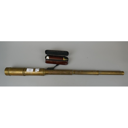 171 - Vintage brass telescope together with another