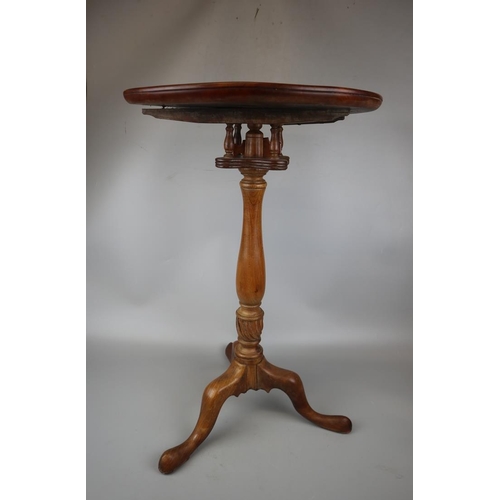 203 - Antique walnut tilt top tripod table with birdcage movement 