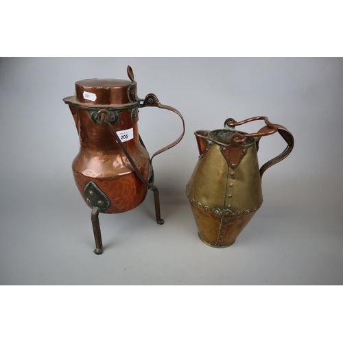 205 - Copper and brass jugs