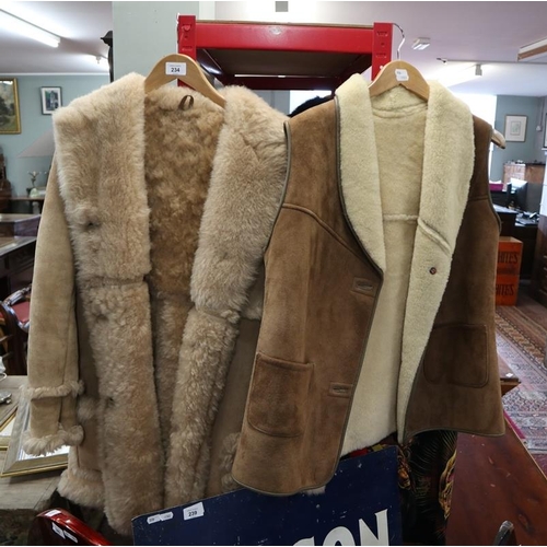 234 - Sheepskin jacket together with a sheepskin vest