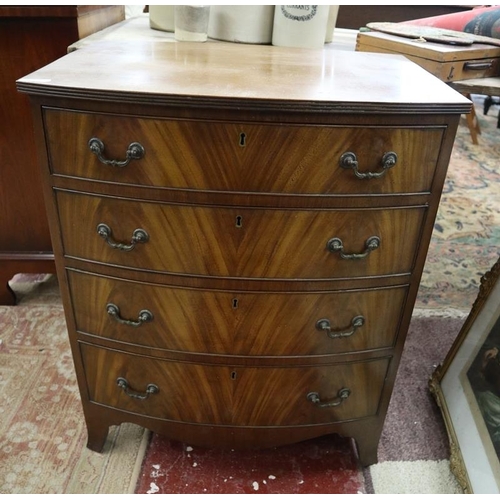 247 - Bow fronted chest of 4 drawers - Approx size: W: 61cm D: 46cm H:74cm