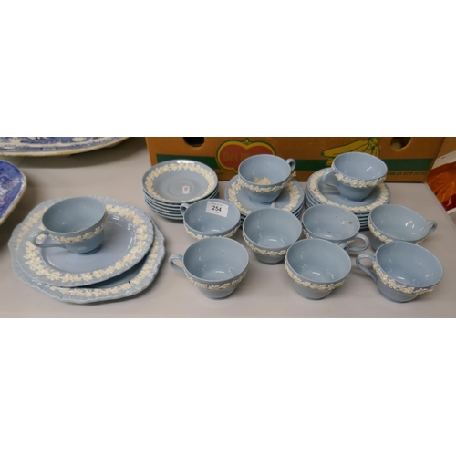 254 - Wedgwood tea set - embossed Queen's Ware