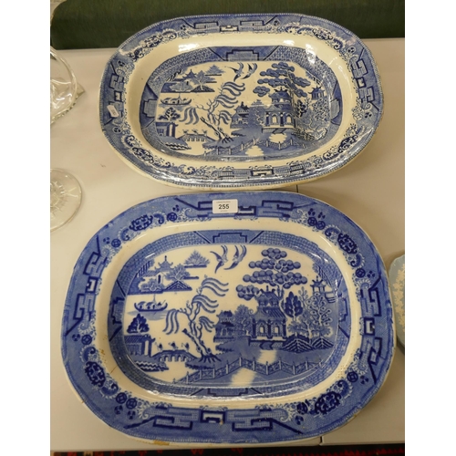 255 - 2 blue & white meat plates 