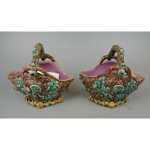 257 - Pair of Minton Majolica baskets - one A/F