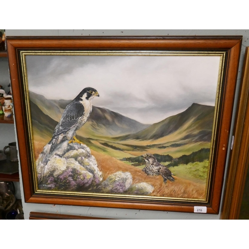 270 - Oil on board birds of prey signed V Vanderwal - Approx image size: 55cm x 44cm