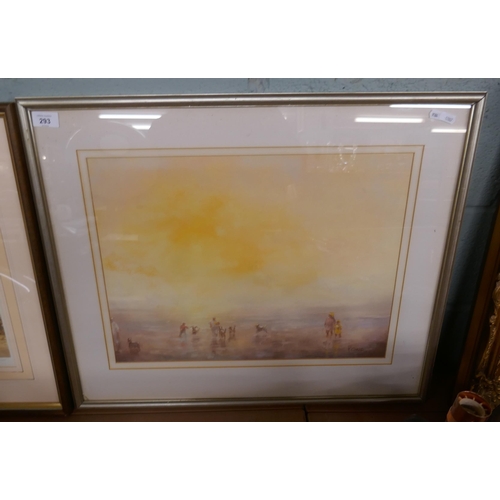 293 - Watercolour beach scene signed M Clarke