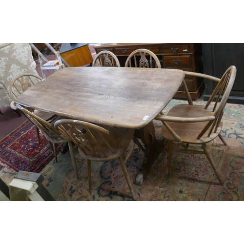 304 - Ercol table with 4 chairs and 2 carvers