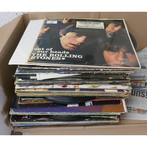 344 - Collection of vinyl LPs to include Rolling Stones etc.