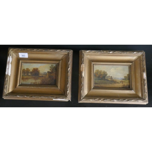 363 - Pair of oils in gilt frames - Approx image sizes: 15cm x 10cm