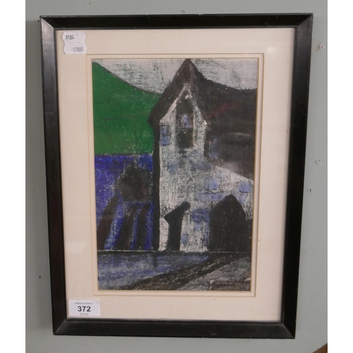 372 - John Piper pastel Chapel Aix en Province dated 1958 - Approx image size: 18cm x 27cm