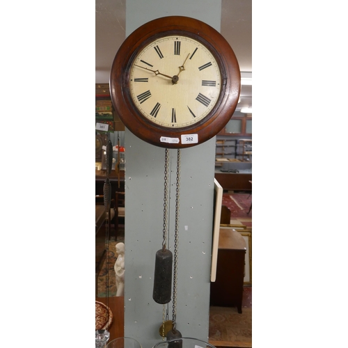 382 - Victorian twin weight circular wall clock in good working order