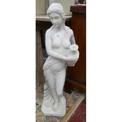 396 - Marble-stone statue of lady with urn - Approx height: 80cm