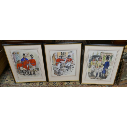 397 - 3 antique German watercolours of postmen