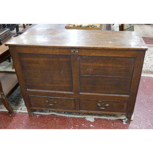 404 - Antique oak mule chest - Approx size: W: 122cm D: 52cm H: 89cm