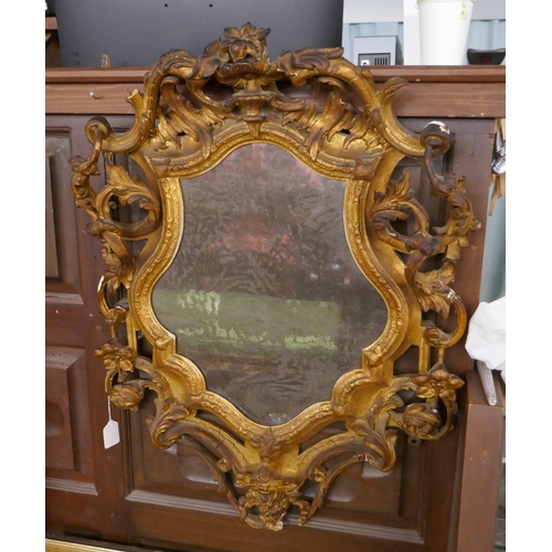 408 - Early 18thC gilt mirror with original plate - Approx size: 80cm x 58cm