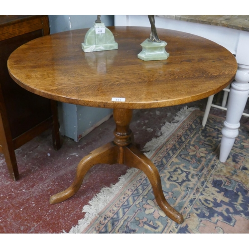 411 - Circular oak tripod table