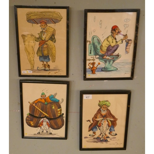 417 - 4 Armanian artist Hairo Avo signed pictures - Approx image sizes: 20.5cm x 29cm