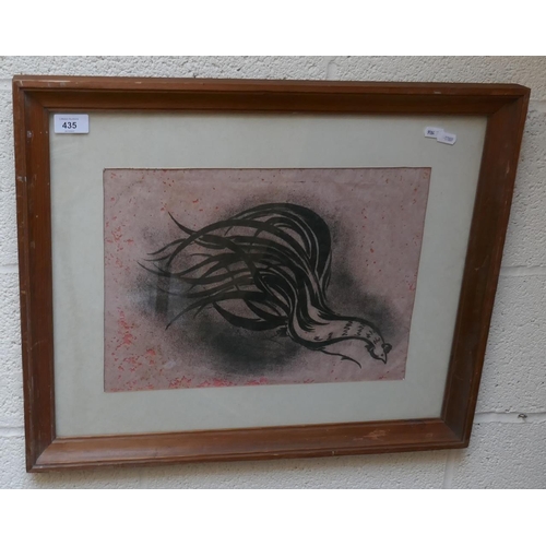 435 - Framed watercolour of a cockrell