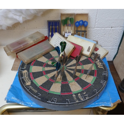 441 - Collection of vintage darts together with dart board