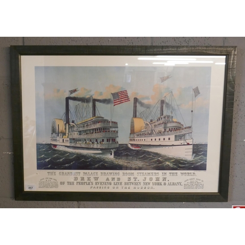 457 - Print of two American paddle steamers